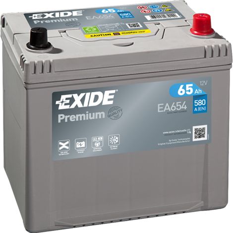 BATTERIE EXIDE PREMIUM D23 12V 65AH 580A 230X173X222 +D EA654 (1/4)