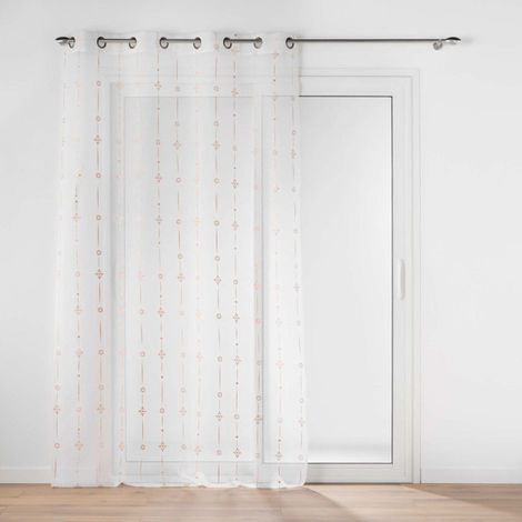 Rideau Voilage à Œillets "Ariane" 140x240cm Or Rose (1/5)