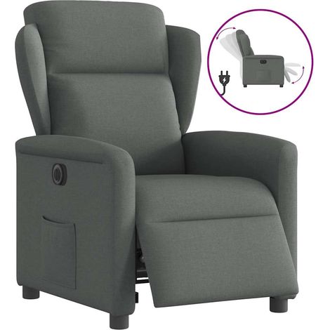 vidaXL Poltrona Elettrica Reclinabile Grigio Scuro in Tessuto