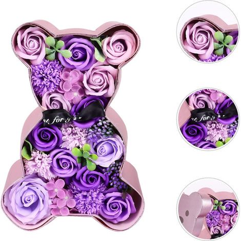 TrAdE Shop Traesio - Orsacchiotto Orsetto Orso Di Rose Con Fiori Decorazione In Cartone Teddy Color - (1/5)