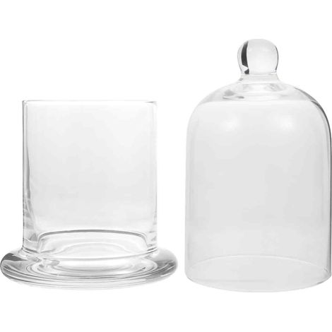 Cloche En Verre - 16 x 10 x 10 cm - Transparent Rose Gris - Pour Plantes Décorations Centre De Table Événements - 1 Pièce (1/5)