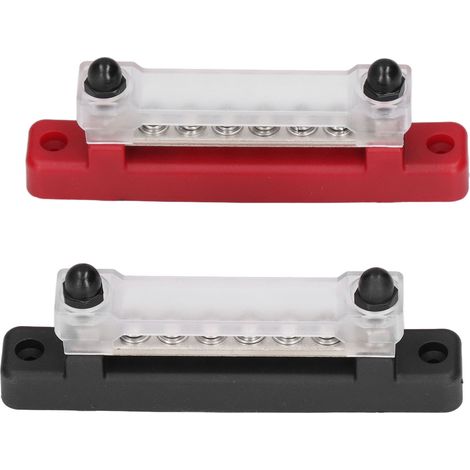 Bloc de distribution électrique barre omnibus batterie mise à terre camping-car 6 pôles rangée simple jeu 2 barres (rouge noir) ABS inox (1/5)