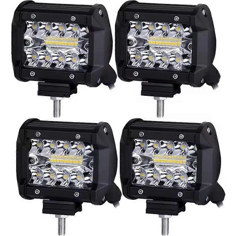 Ensemble de 4 projecteurs de travail LED à triple rangée de 4 pouces et 60 W pour camion, bateau, VTT et UTV (1/5)