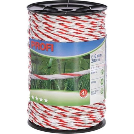 Corral Zaunseil Profi 200 m, Ø 6 mm, weiß/rot, 6x0,30 TriC (1/3)