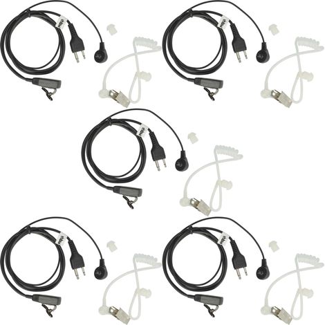 vhbw 5x Headset earpiece compatible with Motorola MTP700, HT1550, HT750, HT1550XLS, MTP810 EX Radio Walkie Talkie, Transparent acoustic tube