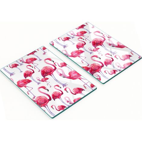 Taglieri da cucina decorativi in vetro con grafica di fenicotteri, 2x40x52 cm (1/5)