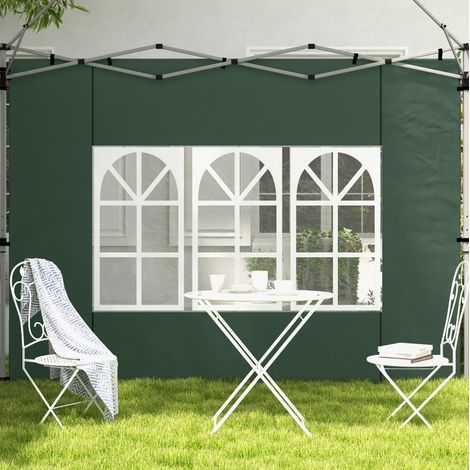 Set di 2 pareti laterali per gazebo 295x195 cm, con finestra centrale e cinghie integrate, Oxford verde (1/5)