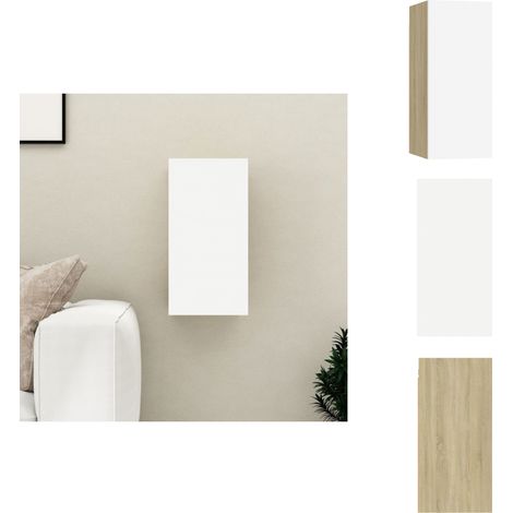 Meuble TV Blanc et chêne sonoma 30,5x30x60 cm Bois d’ingénierie - Meubles Tv - Meuble Tv Suspendu - Meuble Tv Mural - Rangement Tv - Étagère Tv (1/5)