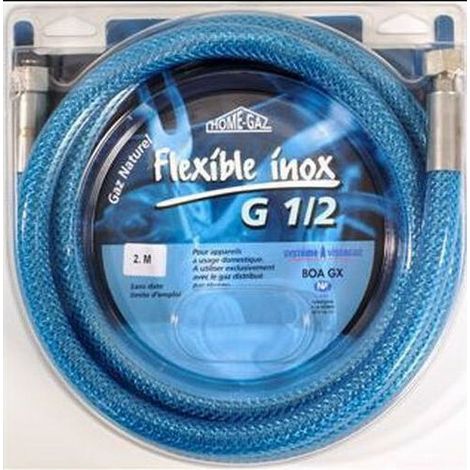 2 M - Flexible Inox Pour Gaz Naturel - Pression Jusqu'à 37 Mbar - Conforme NF D 36-121 - Ecrou G 15x21 (1/3)