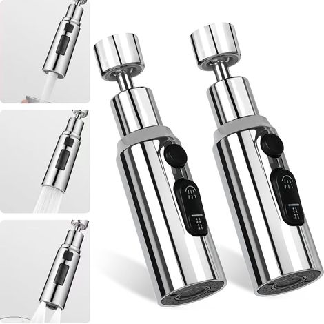Kitchen Faucet Spray Head, Faucet Aerator, 2 Kitchen Sink Faucet Adapter, 360° Swivel, Functional Faucet Aerator, Kitchen Sink Accessory (1/5)
