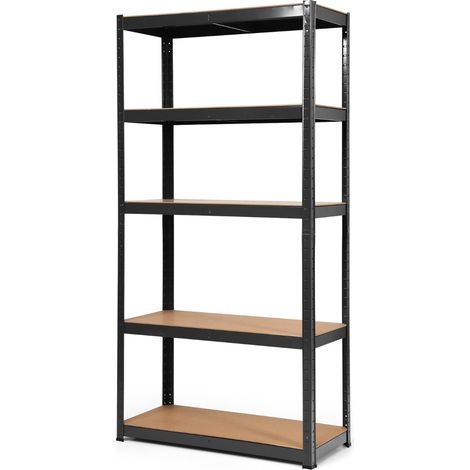 Scaffale con 5 livelli salva spazio, Organizer con struttura in acciaio resistente portata 875kg 40x90x180cm Nero (1/4)