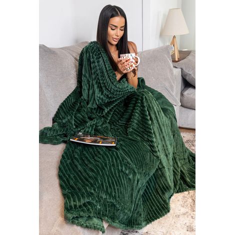Couverture polaire FLEECE 170x210 vert bouteille (1/4)
