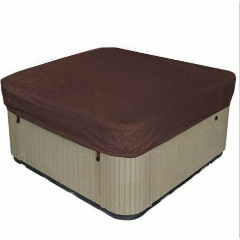 Outdoor Spa Cover Square Hot Tub Cover Waterproof Spa Cover Made of 190T Polyester Fabric Anti-Dust Anti-UV with Storage Bag, Black 207×207×30cm (1/3)