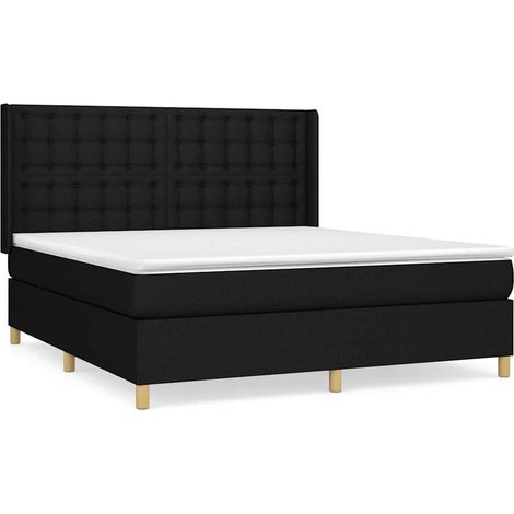 Maison Exclusive - Giroletto a Molle con Materasso Nero 160x200 cm in Tessuto (1/5)
