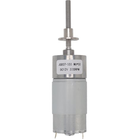 Moteur à engrenages DC 12V avec boîtier en alliage d'aluminium et bobine en laiton, rotation horaire et anti-horaire, 320 RPM, bride incluse. (1/5)