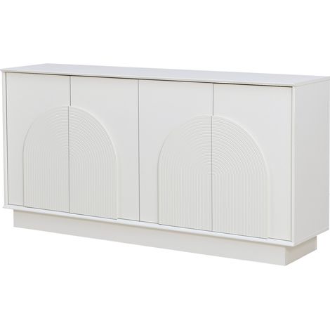 Buffet moderne blanc à 4 portes arquées, 160 cm, MDF mat (1/5)