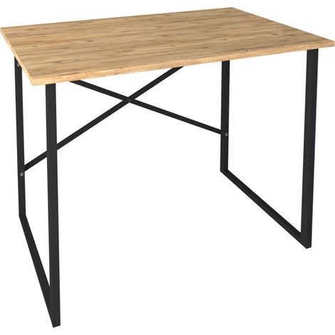 Mesa Escritorio Rus Industrial Roble y Negro 90 cm