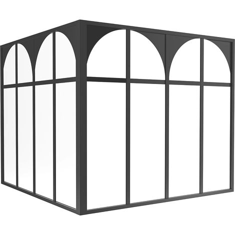 Vetrata angolare L120 x L120 x H105 in Alluminio termolaccato Nero Stile atelier art déco - ARCADEA