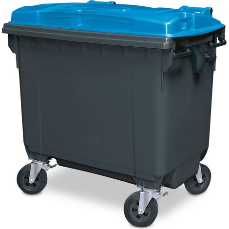 BRB Müllcontainer/MGB 660 Liter, EN 840-6, BxTxH 1360x765x1235 mm, grau mit farbigem Deckel (grau/blau)