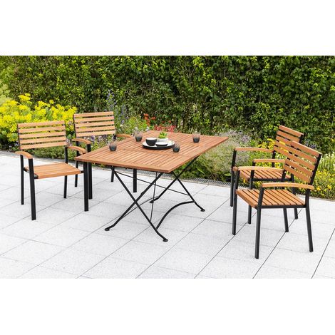 Schlossgarten Set 5tlg 4 Sessel Tisch 100(150)x90cm