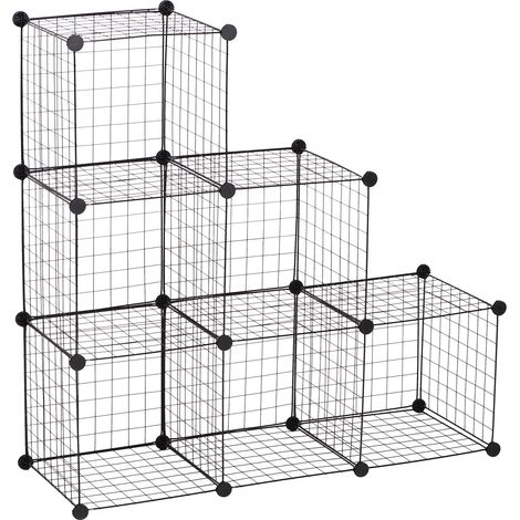 DIY 6 Cube Metal Wire Rack Interlocking Storage Cabinet Living Room Organiser Display Shelves Black