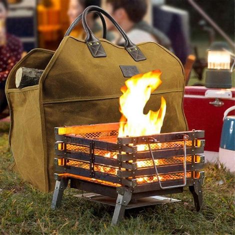 Sac de transport, sac de rangement en bois résistant, accessoires pour poêle à bois, vert armée (1/3)