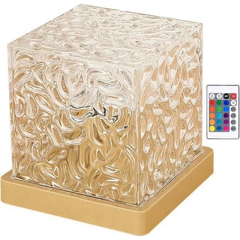Lampe d'ambiance effet vague d'eau - Un régal pour les yeux avec son socle en bois naturel, idéale pour les salons romantiques et les espaces de yoga et de méditation. Modèle à brancher. (1/4)