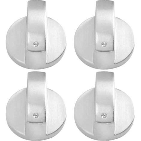 Boutons de cuisinière, bouton de four (4 pièces), adaptateurs universels argentés de 6 mm pour commandes de cuisinière à gaz, molette de four (1/4)