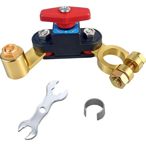 Interrupteur coupe batterie pour batterie de voiture disjoncteur en cuivre pur réglable transmission stable haute conductivité 12 V (1/5)
