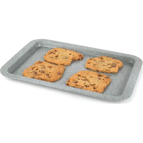 Salter BW02775G Marblestone Collection, Vassoio Antiaderente, Lamiera da Forno in Acciaio al Carbonio Non Aderente, 38 cm, Ideale per Biscotti, pasticcini, Pizza, Verdure e Molto Altro, grigio (1/5)