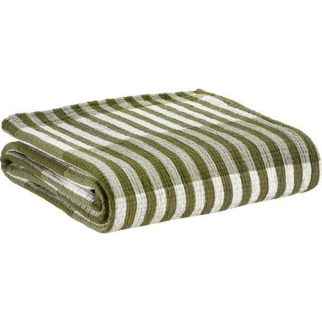 VIVARAISE - Plaid Vivaraise Calista en coton 100%, olive, 137 x 180 cm (1/5)