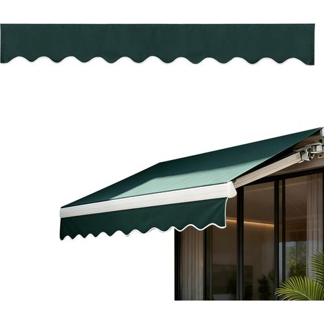 Volant de rechange pour store banne - Tissu de rechange en polyester - Bandes en tissu robuste, imperméable et résistant aux UV - Volant ondulé pour terrasse, auvent (vert foncé, 3,5 m x 20 cm) (1/5)