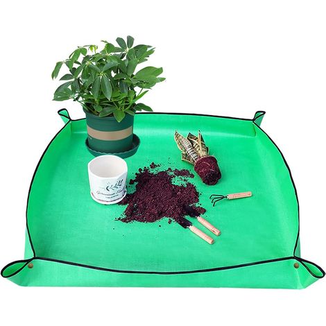 Tapis de Rempotage Tapis de Jardinage Imperméable à l'eau Tapis de Plantation Tapis de Plantes de Jardinage Pliable Succulentes en Pot pour l'intérieur et l'extérieur (Vert 100cm x 100cm) (1/4)