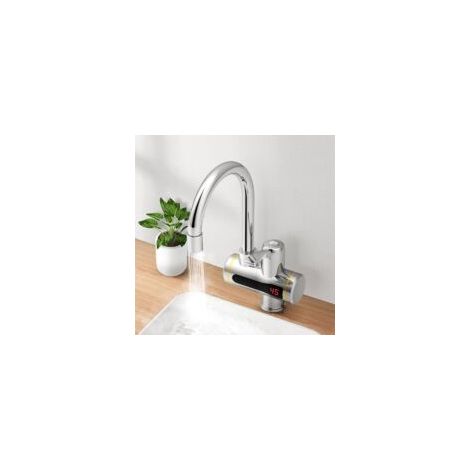 Calentador de agua eléctrico instantáneo, 3000 W, 220 V, para cocina, con elemento calefactor incorporado y grifo de cocina eléctrico giratorio de 360° - Crezuo