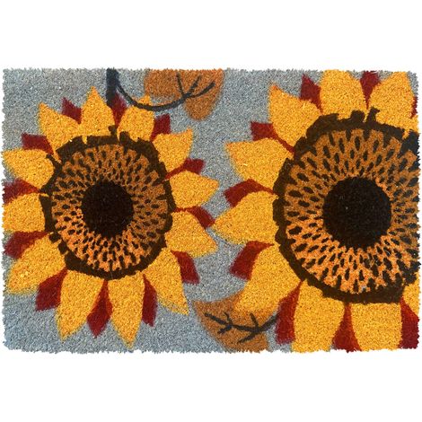 Relaxdays Tapis coco 60x40 cm, motif végétal, antidérapant, résistant aux intempéries, intérieur/extérieur (1/5)