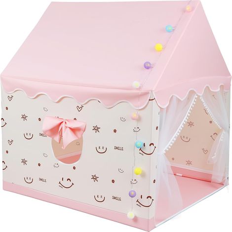 Tente de Jeu Enfants Interieur avec Guirlande Lumineuse LED Support Métallique Tipi Enfant 100×120×130cm Maison de Jeu pour 1 à 3 Garçons Filles pour Le Salon ou la Chambre à Coucher (1/2)