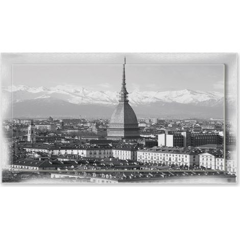 Lupia - Quadro moderno su Tela con Cornice stampata NEWEXT 75x135 cm, paesaggi localismi italiani, per casa soggiorno capezzale camera da letto hotel ufficio, TORINO LA MOLE (1/4)