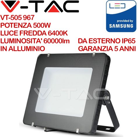 500W LED PROIETTORE SMD SAMSUNG CHIP SLIM CORPO NERO 6400K 120LM/W - Luce FREDDA (1/5)