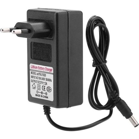 Chargeur de batterie - MEIHE - AC 100-240V DC 21V 2A - Adaptateur secteur - Fiche EU - Noir (1/4)