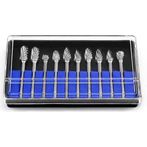 10 Pcs Fraises Rotatives à Double Coupe, Fraise Carbure 3mm Tige 6 mm Tête pour la Menuiserie et la Ferronnerie
