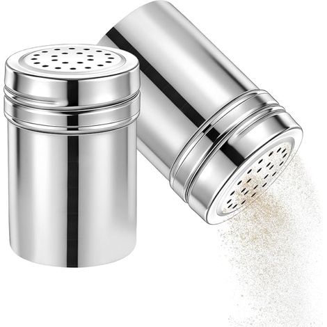 Saupoudreuse Sucre Glace avec Couvercle, à Epices en Acier Inoxydable, 7,9 × 5,3 cm Bouteille D'assaisonnement pour Pâtisserie, Décoration Desserts (1/5)