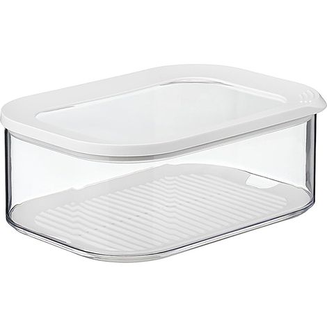 CSPARKV 22,5 x 18 x 8,7 cm weiße Aufbewahrungsbox mit Deckel – für Käsestücke und Scheiben – luftdichter Behälter – Aufbewahrungsbox für die Küche (1/5)