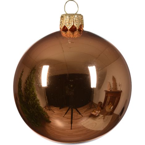 Weihnachtskugel Glänzende Kupferrote Glasornamentkugel ø 8cm
