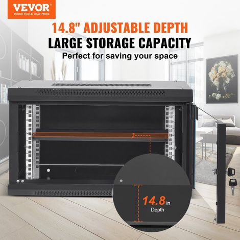 6U Boîtier mural pour serveur réseau 37,6 cm avec serrure de porte profonde (1/5)