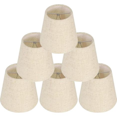 6 Pièces Abat-Jour pour Lampes de Table Lampe, abat jour clip, abat jour ,Remplacement Abat Jour en Lin Petits Abat Jour avec Clip pour Table de Chevet, Applique Murale en Cristal, Lustre de Bougeoir (1/5)