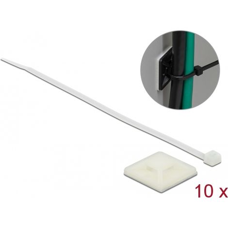 Delock Soporte de Sujetacables 30 x 30 mm con Sujetacables con LA 200 x AN 4,8 mm blanco