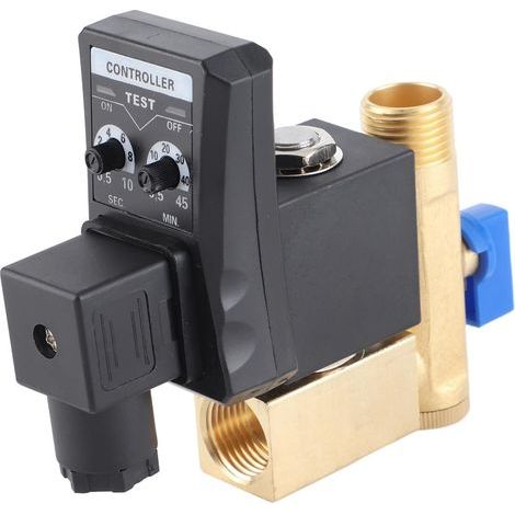 Vanne de vidange Automatique G1/2 DN15, Soupape de Vidange Automatique Électronique en Laiton, Vanne de Purge électronique Automatique à minuterie pour condensats de compresseurs d'air(230 V) (1/5)