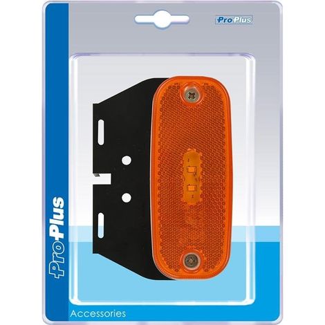Feu de position latéral LED ambre 10-30 V 110 x 45 mm avec support sous blister