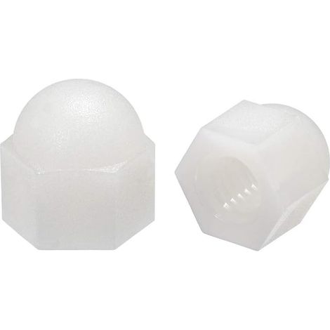 M6 Écrou Borgne Hexagonal Dôme Tête Clous pour Vis Boulons Nylon Blanc 10 Pcs (1/3)