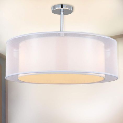 Plafonnier Suspensions moderne, Lustre avec abat-jour Textile, 50 cm de diamètre, 3 x E27 Lampe (1/5)